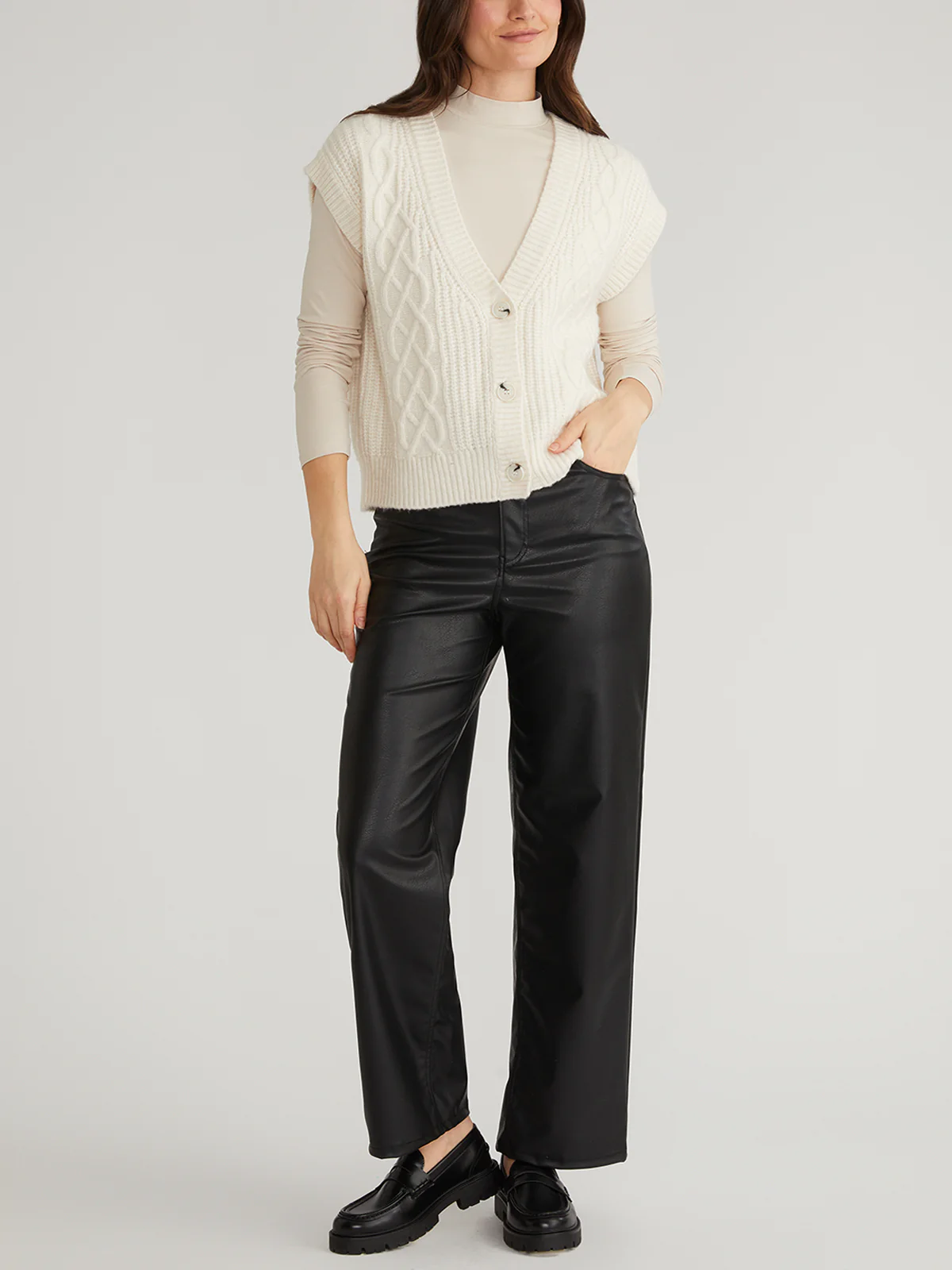 Paige: Button Front Cable Vest - Image 4