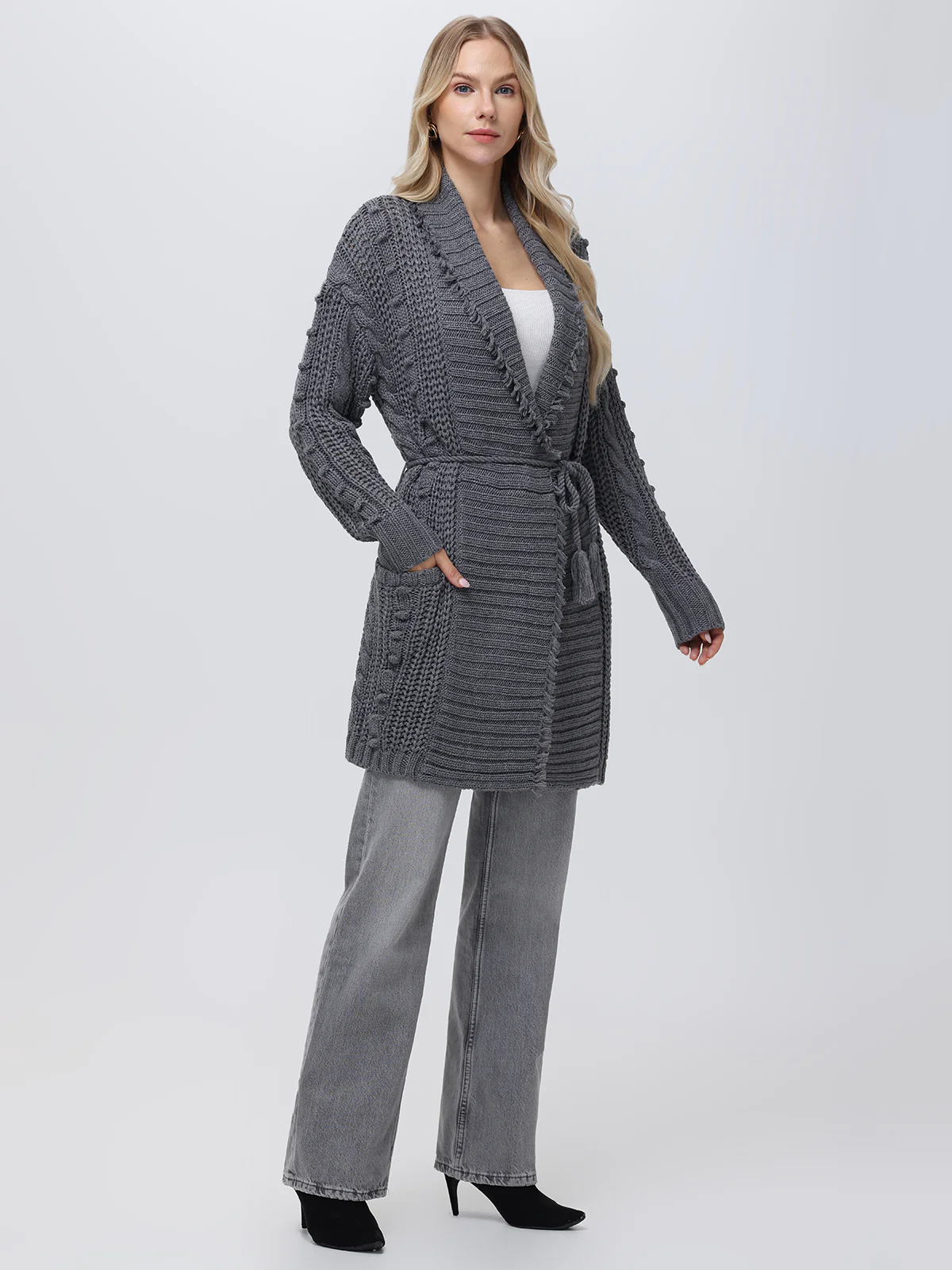Penelope: Cable Long Wrap Cardigan - Image 5