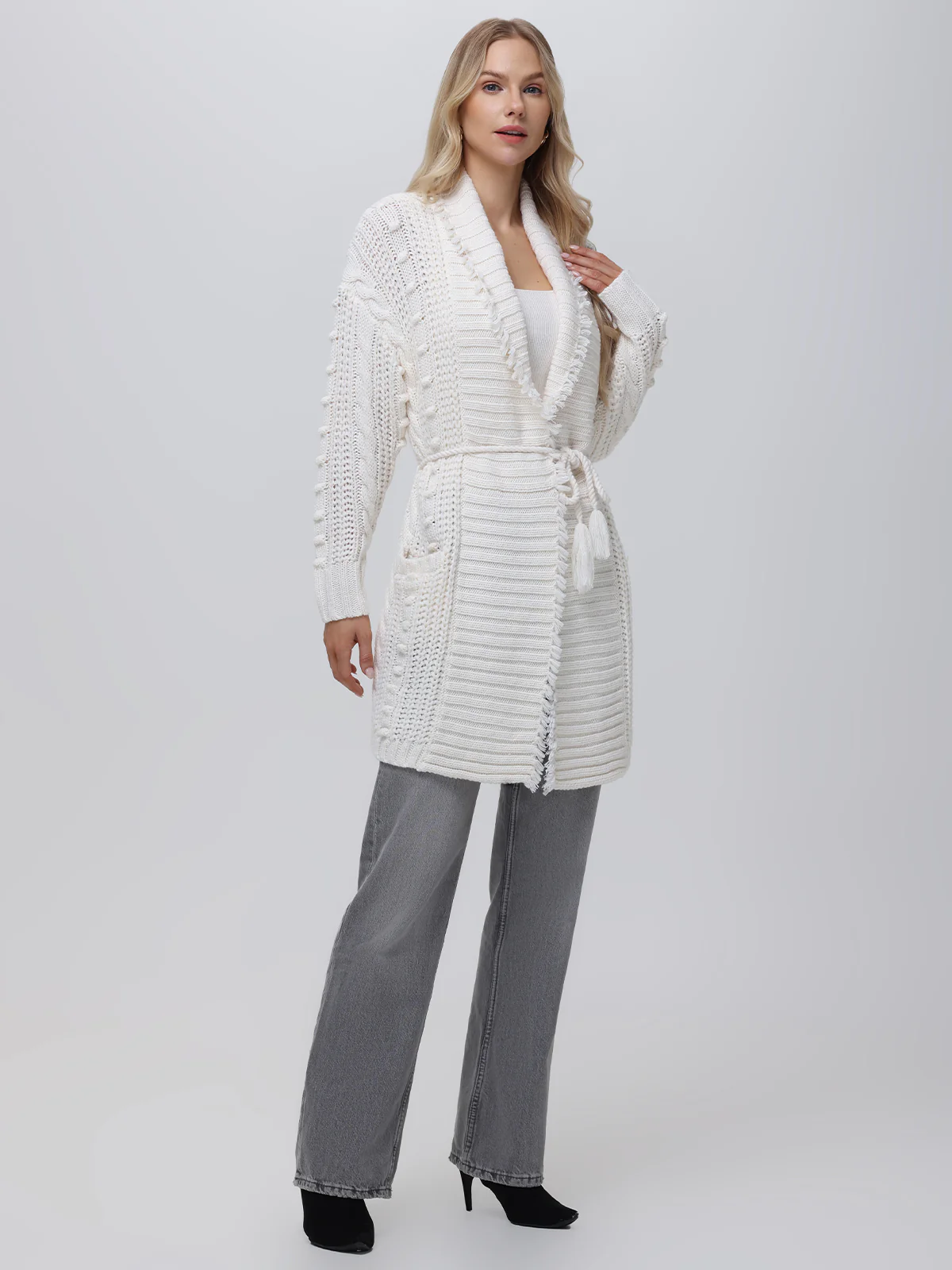Penelope: Cable Long Wrap Cardigan - Image 4