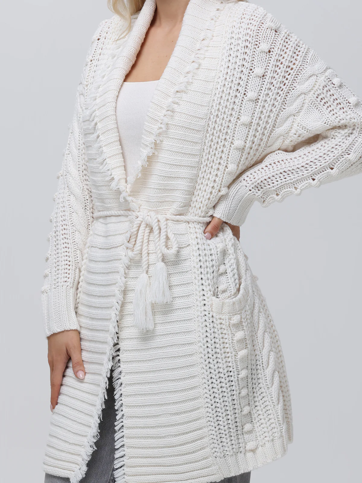 Penelope: Cable Long Wrap Cardigan - Image 5