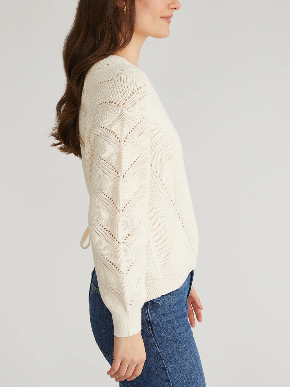 Phoebe: Cotton Lace-Up Open Back Raglan Pullover - Image 2