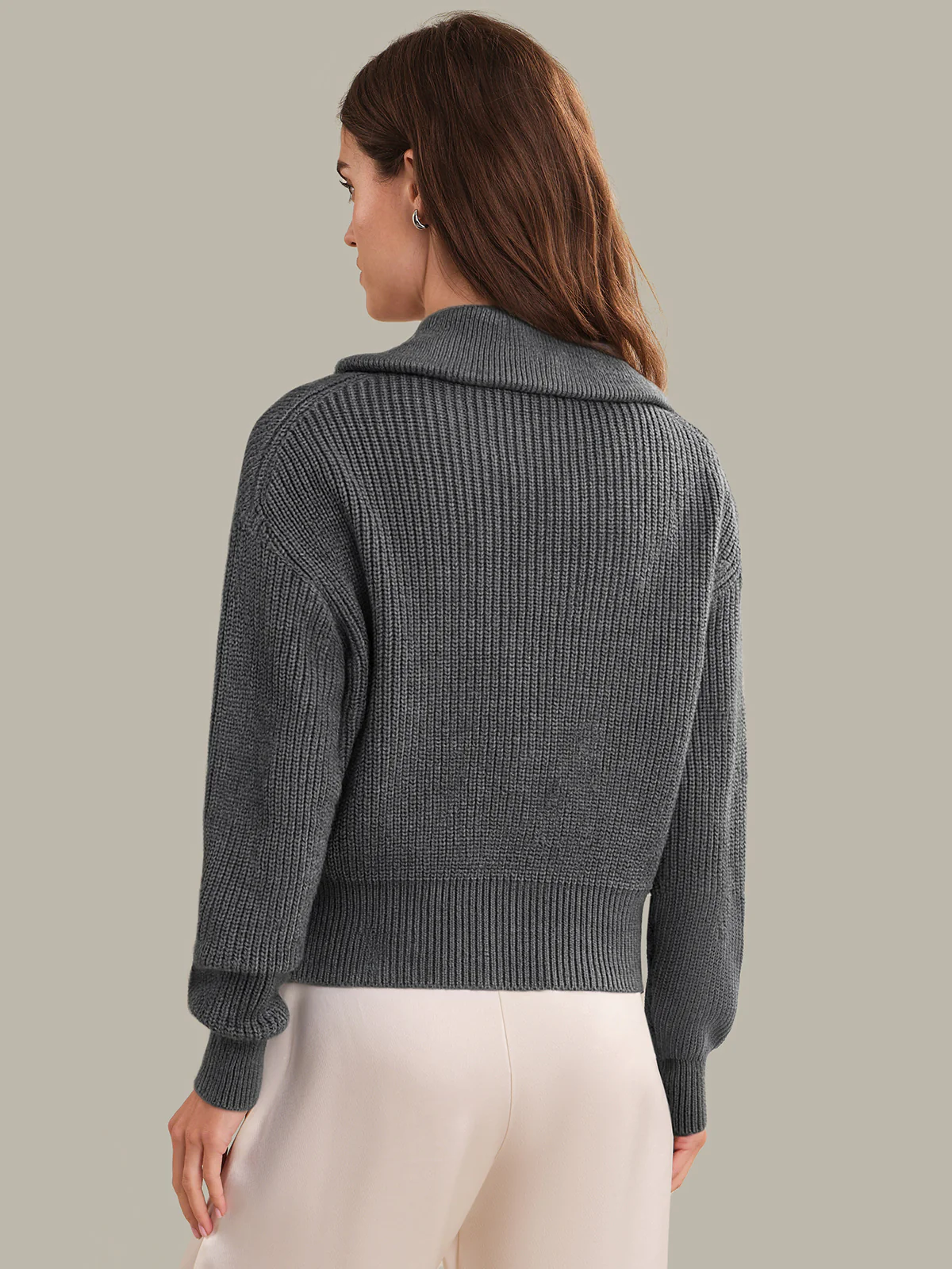 Piper: Cotton Zip-Up Collared Sweater Jacket - Image 3