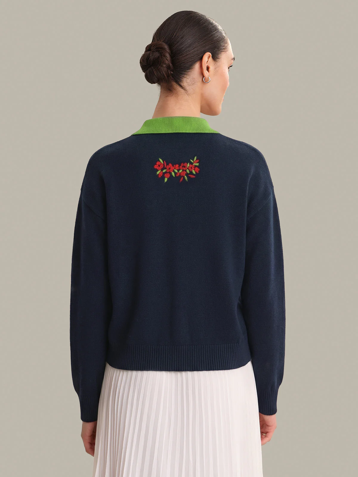 Pippa: House Intarsia Cotton Polo Sweater - Image 3