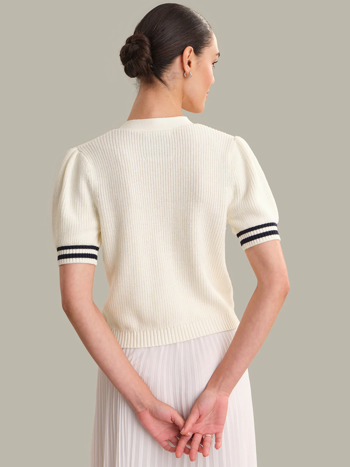 Reagan: Cotton Puff Sleeve Cardigan - Image 3