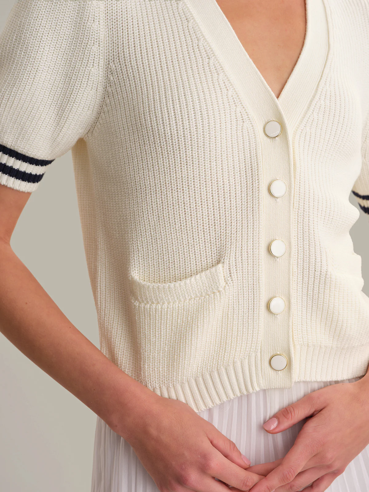 Reagan: Cotton Puff Sleeve Cardigan - Image 4