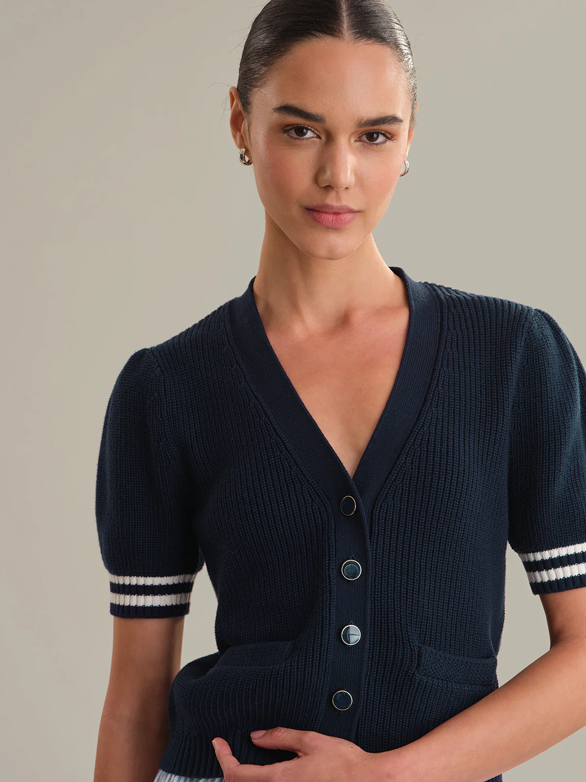 Reagan: Cotton Puff Sleeve Cardigan - Image 4