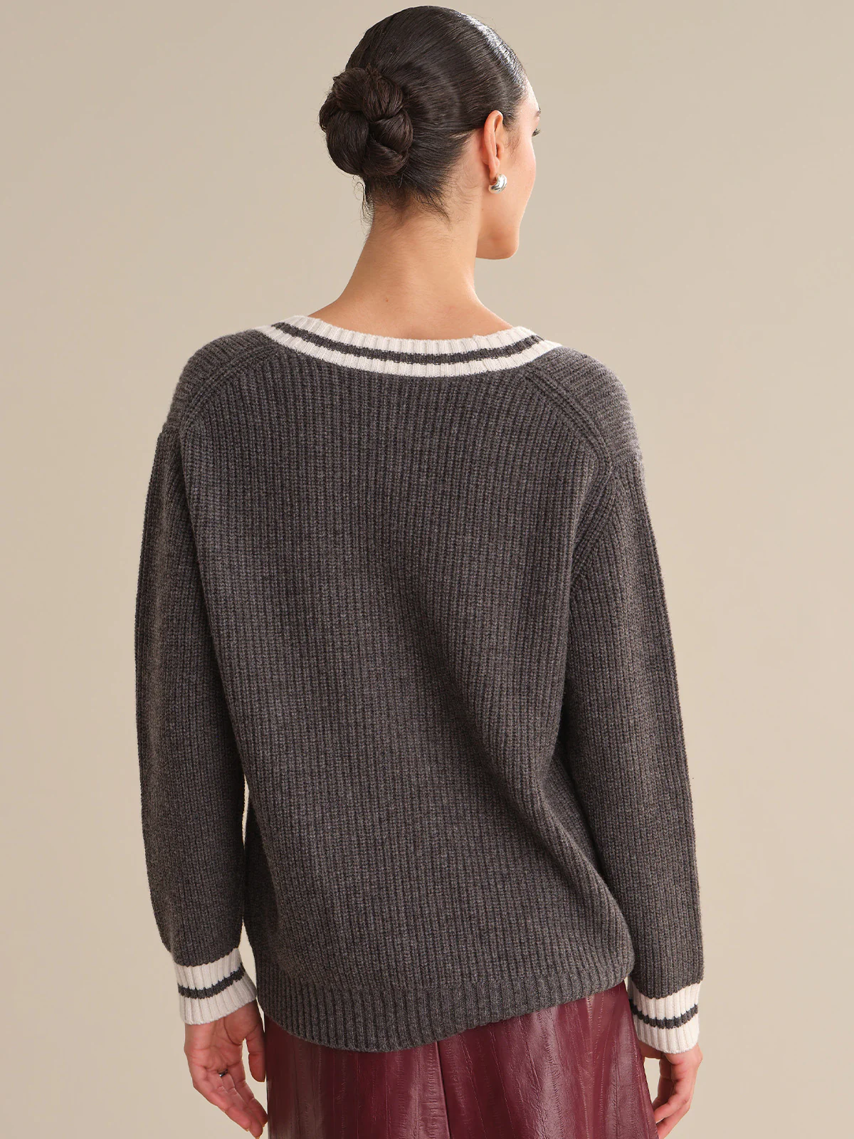 Reece: Cashmere Blend Rib Cardigan - Image 3