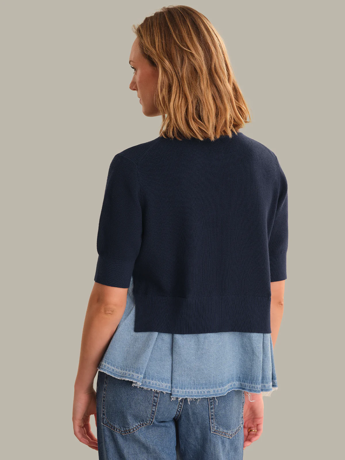 Romy: Cotton Denim x Knit Sweater - Image 3