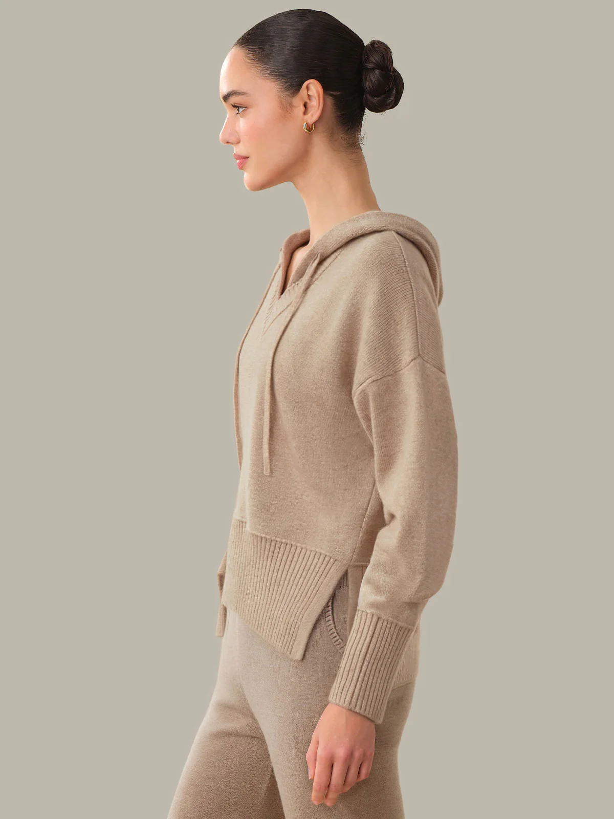 Rosalie: V-Neck Cashmere Blend Hoodie - Image 2