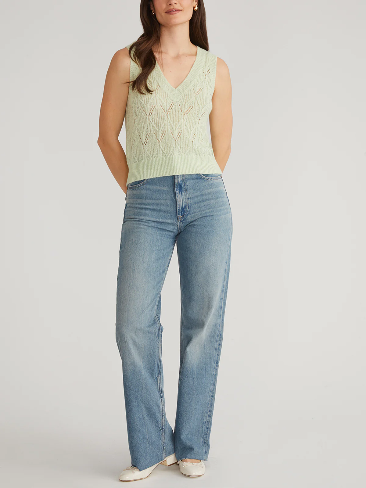 Serena: Pointelle V-Neck Vest - Image 4