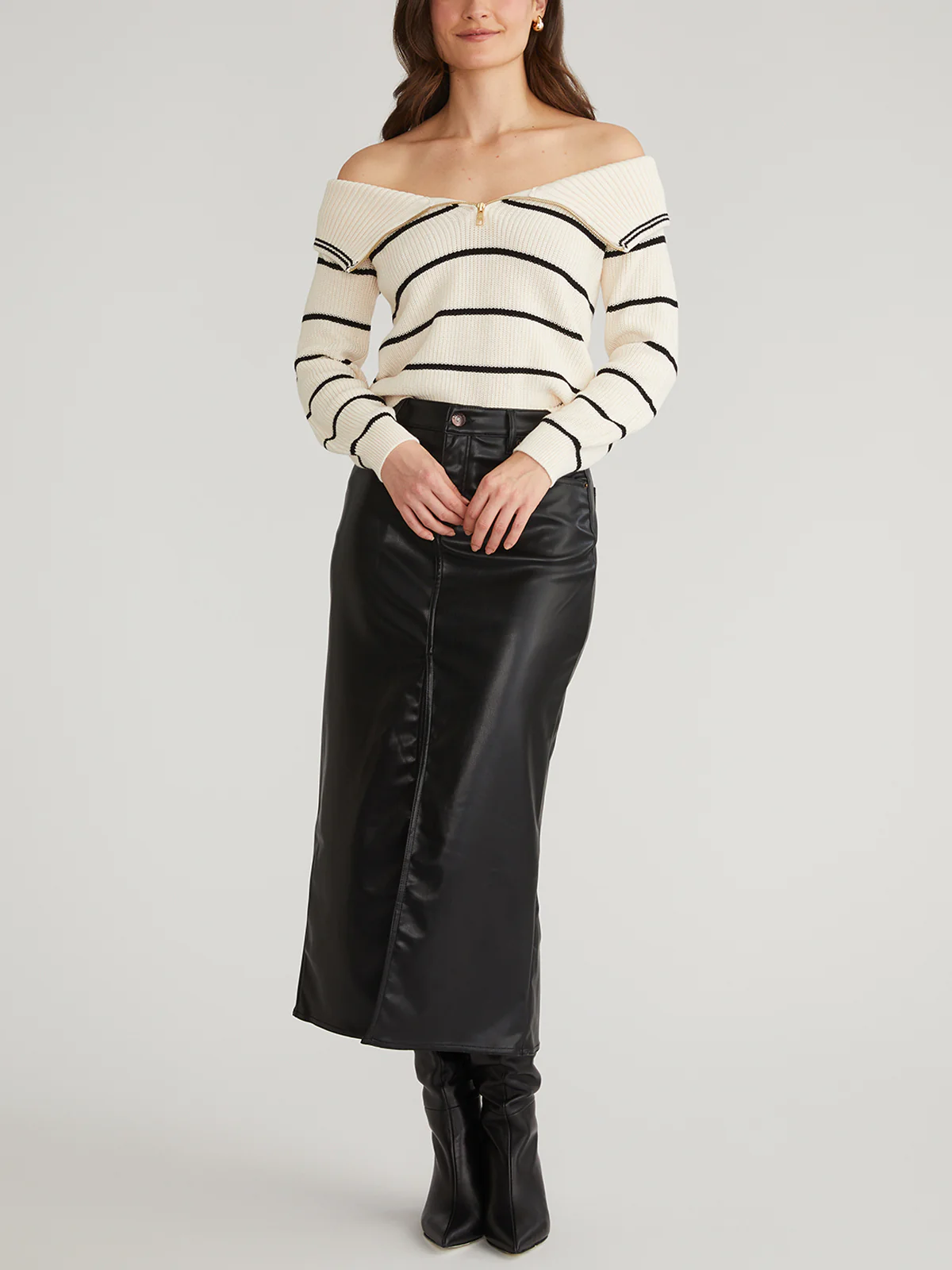 Sierra: Cotton Stripe Off Shoulder Pullover - Image 4