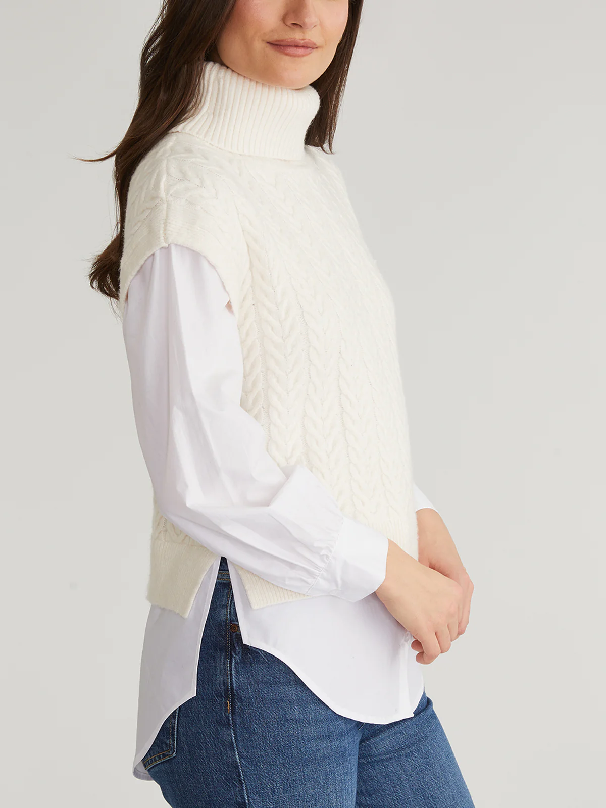 Sofia: Mixed Media Layered Turtleneck Sweater - Image 2