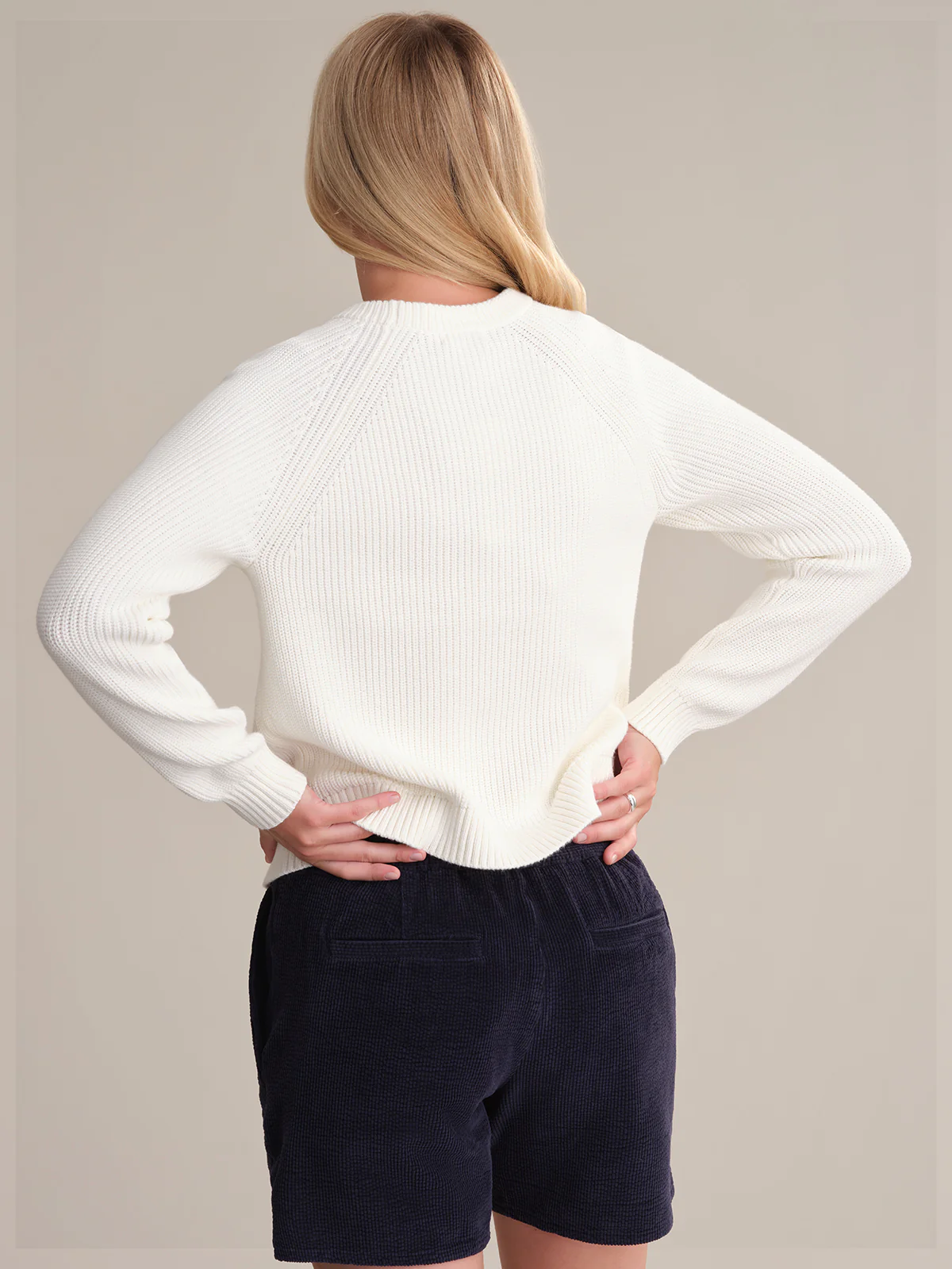 Sophia: Crewneck Shaker Stitch Cotton Sweater - Image 3