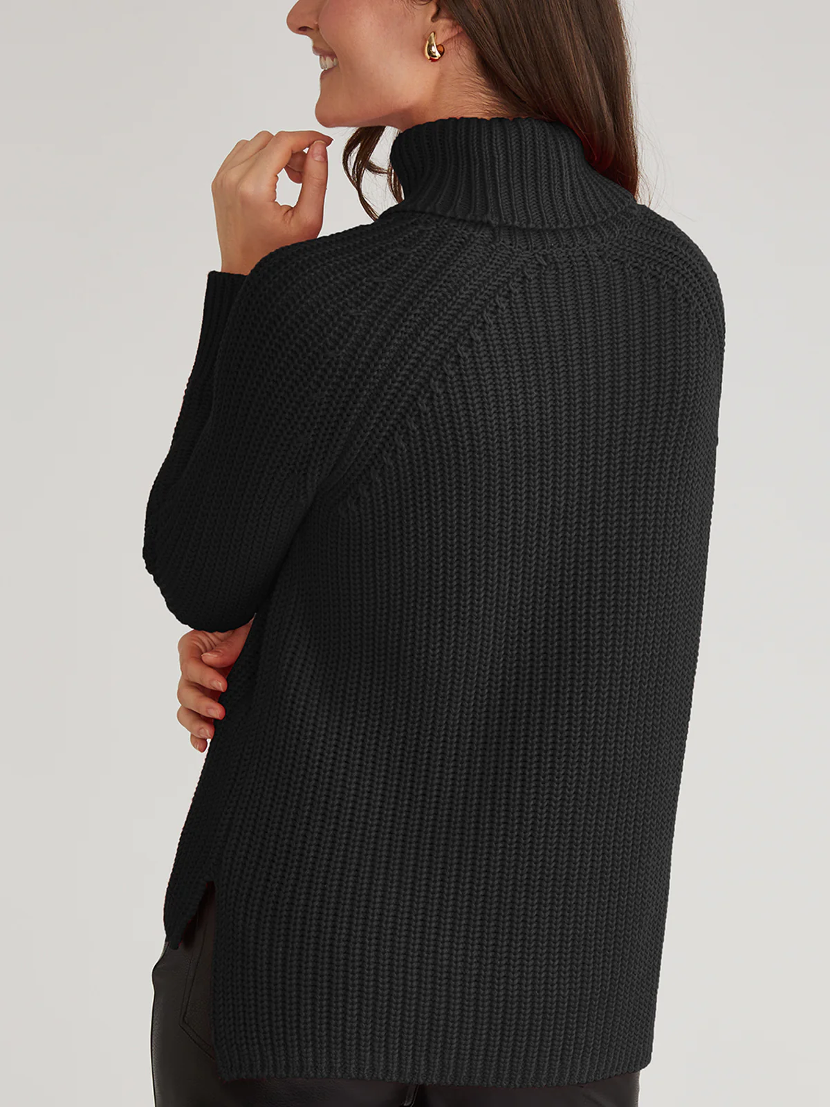 Stella: Cotton Shaker Stitch Turtleneck Sweater - Image 3