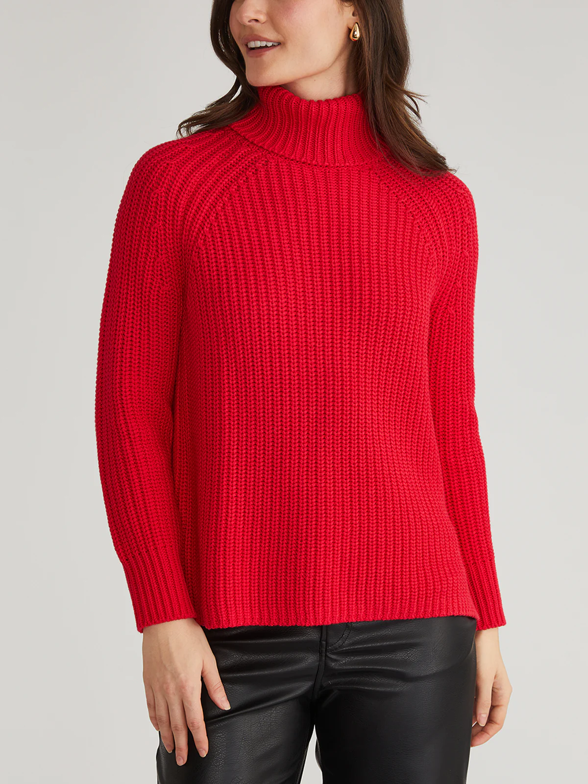 Stella: Cotton Shaker Stitch Turtleneck Sweater - Image 4