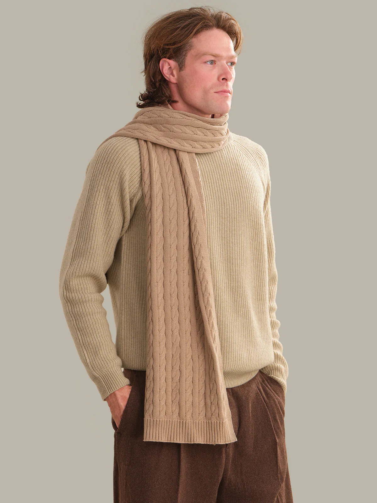 Theo: Men's 100% Cashmere Shaker Stitch Crewneck - Image 2