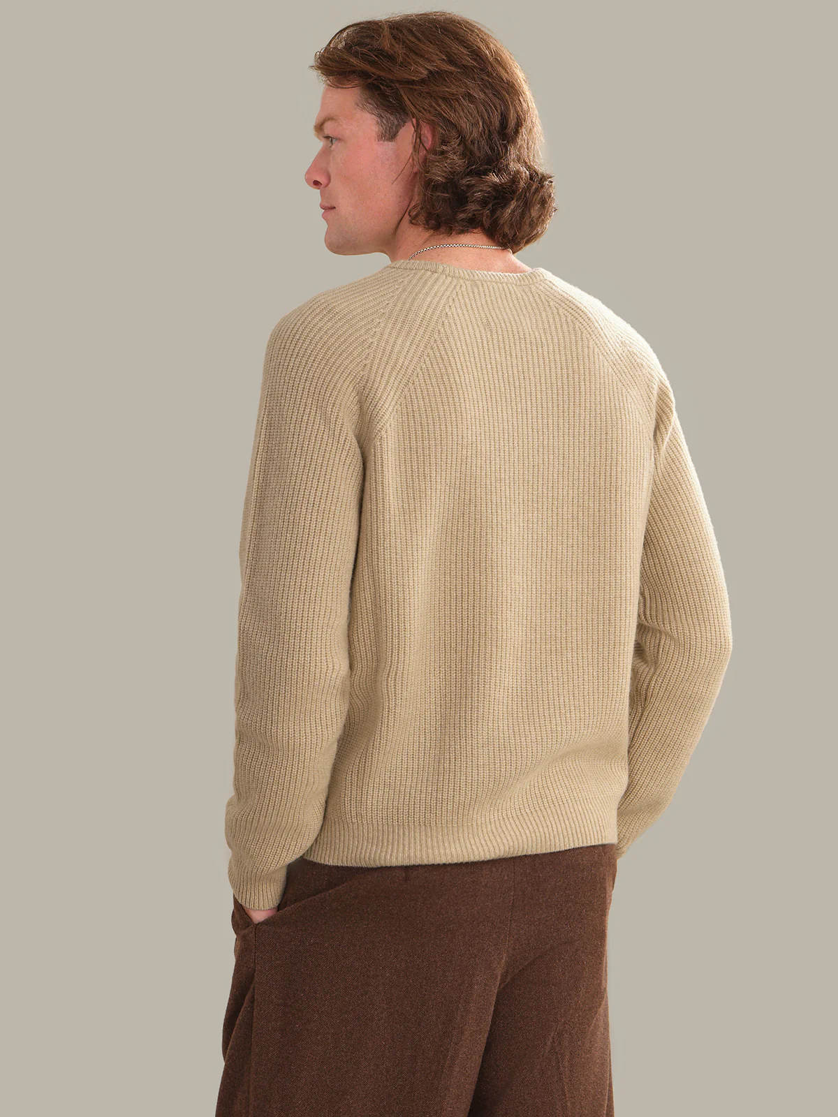 Theo: Men's 100% Cashmere Shaker Stitch Crewneck - Image 3