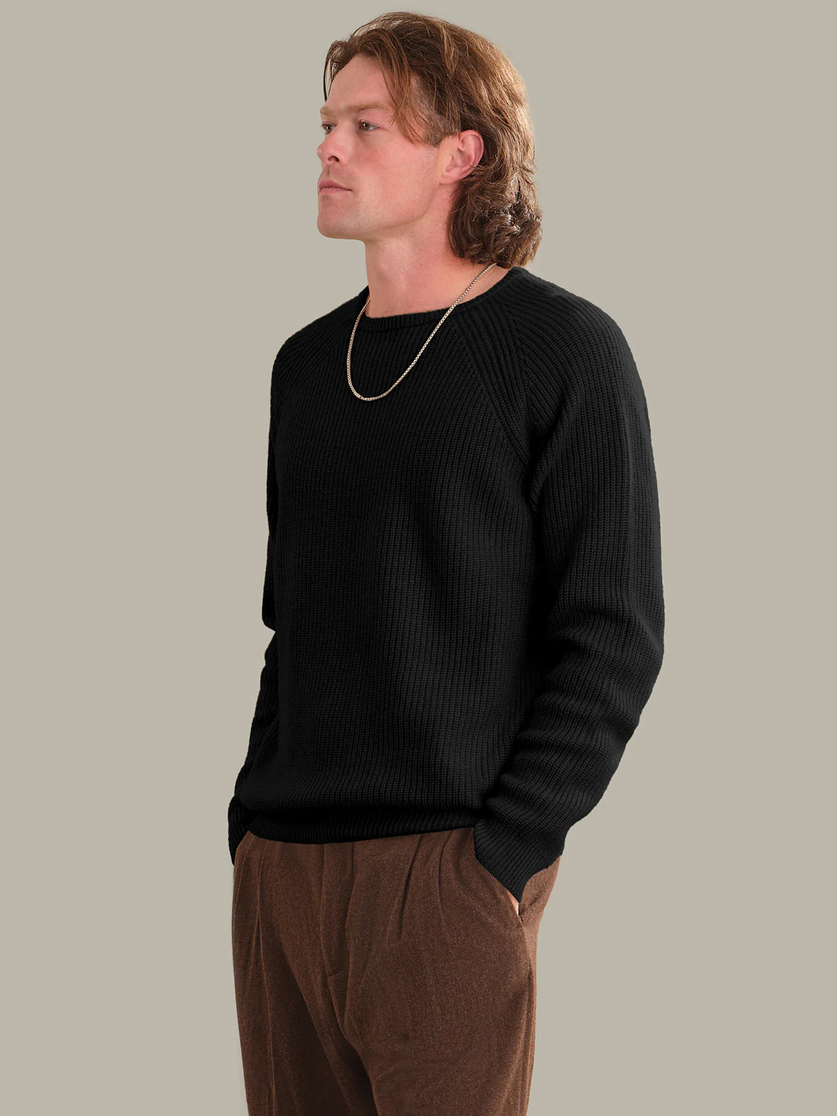 Theo: Men's 100% Cashmere Shaker Stitch Crewneck - Image 2