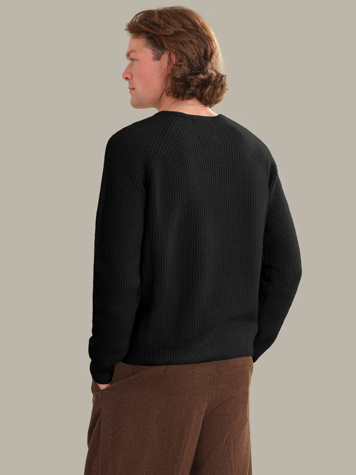 Theo: Men's 100% Cashmere Shaker Stitch Crewneck - Image 3
