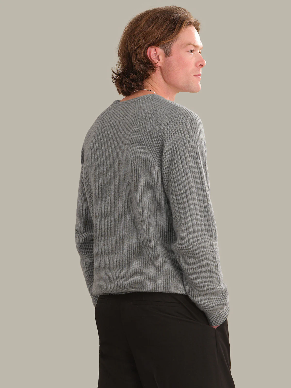 Theo: Men's 100% Cashmere Shaker Stitch Crewneck - Image 3