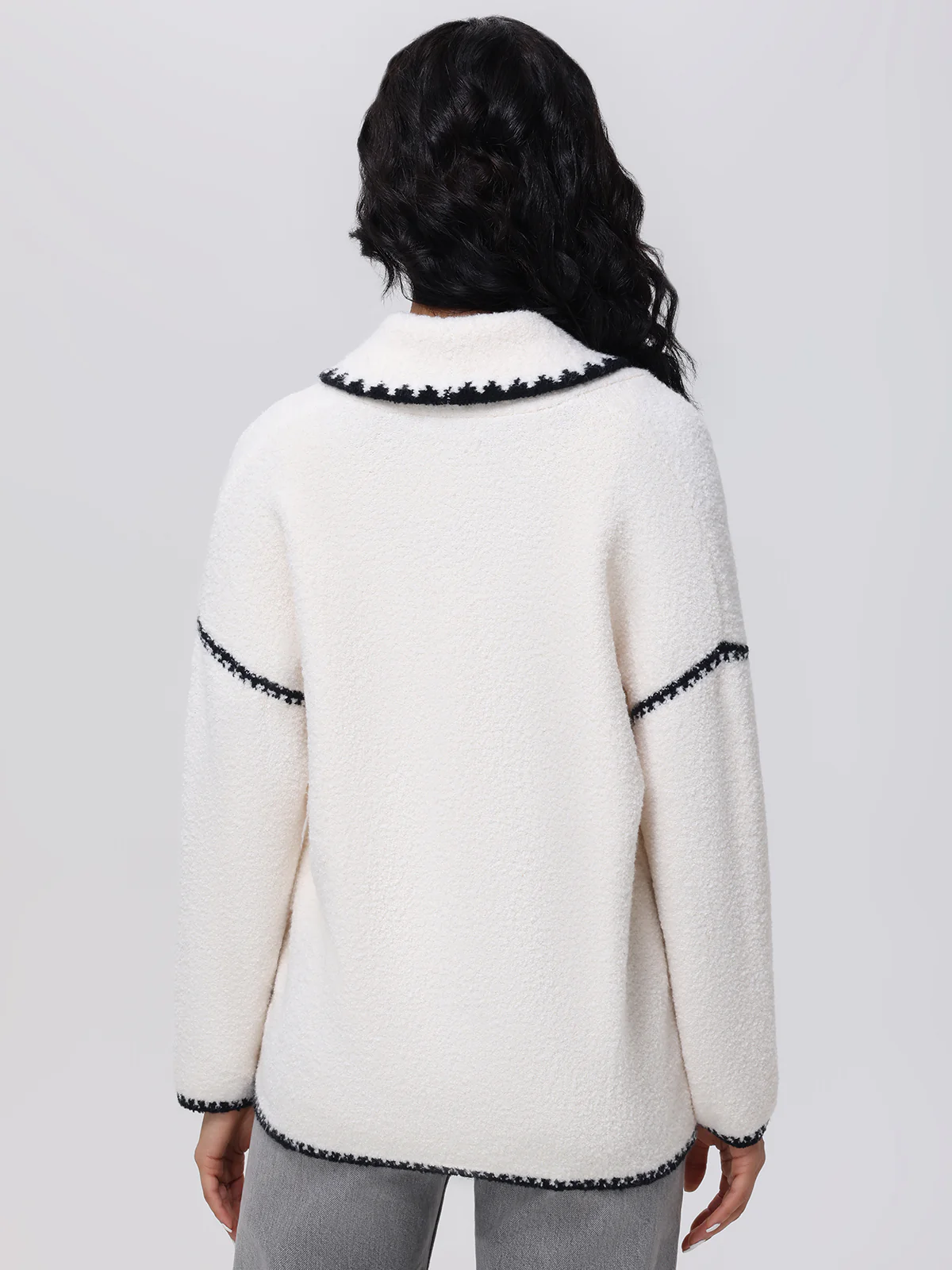 Tierney: Whipstitch Scarf Neckline Cardigan - Image 3