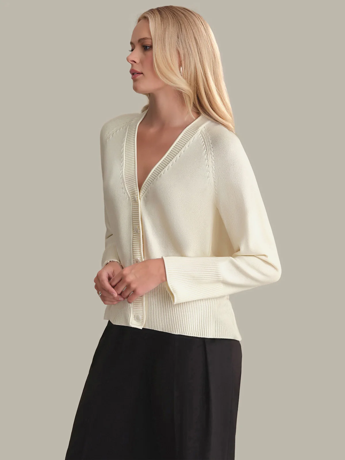 Aly: V-Neck Cotton Cardigan - Image 2