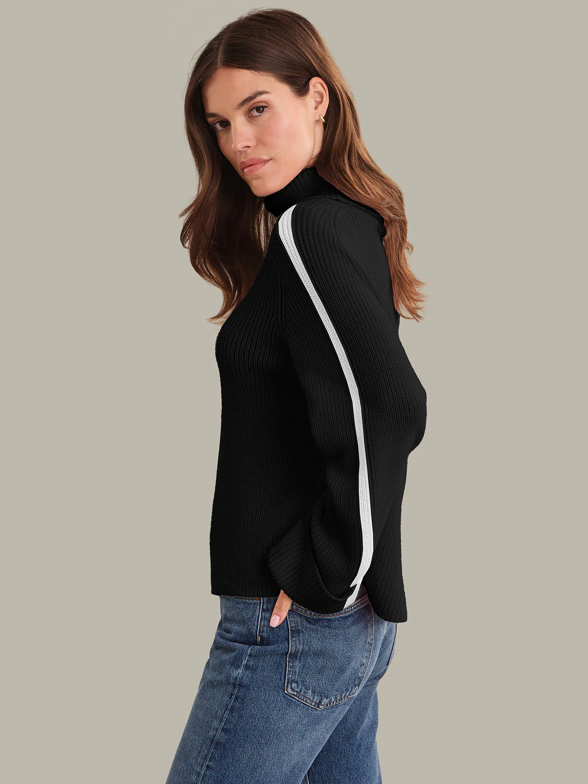 Vida: Cotton Tipped Turtleneck Sweater - Image 2