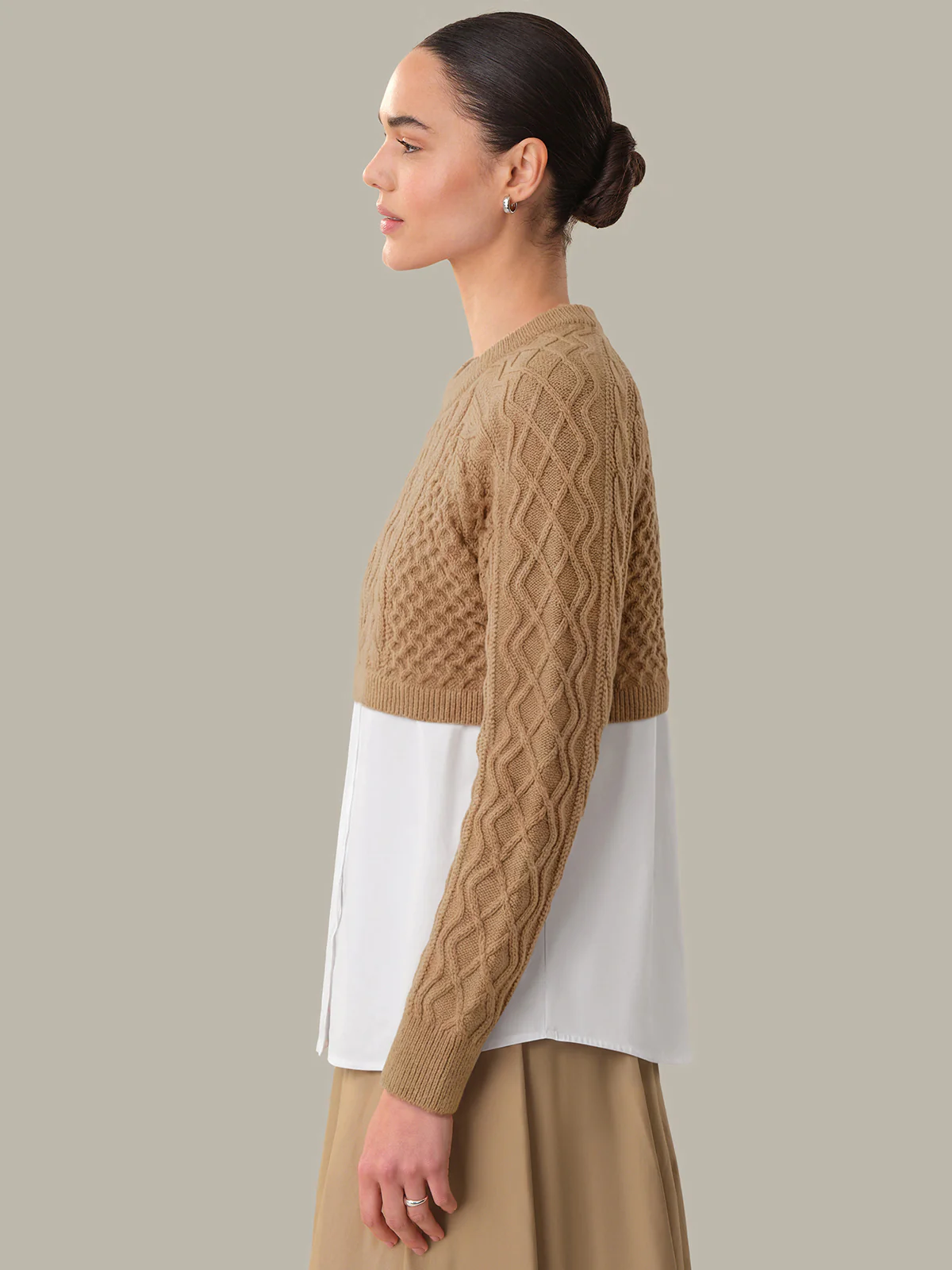 Willa: Cotton Suiting x Cable Knit Shrug - Image 2